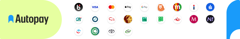 Autopay: akceptowane metody płatności: BLIK, Visa, Mastercard, Apple Pay, Google Pay oraz szybkie przelewy bankowe