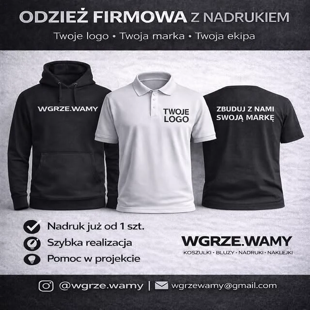 Odzież firmowa z logo, nadruk DTF